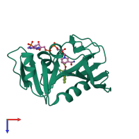 PDB entry 3srw coloured by chain, top view.