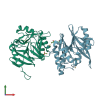 PDB entry 3srx coloured by chain, front view.