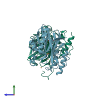 PDB entry 3srx coloured by chain, side view.