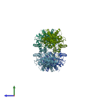 PDB entry 3ss4 coloured by chain, side view.