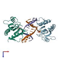 PDB entry 3ssd coloured by chain, top view.