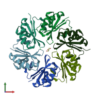 PDB entry 3ssq coloured by chain, front view.