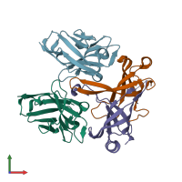 PDB entry 3stb coloured by chain, front view.
