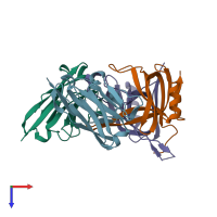 PDB entry 3stb coloured by chain, top view.