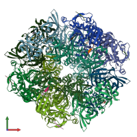 PDB entry 3stj coloured by chain, front view.