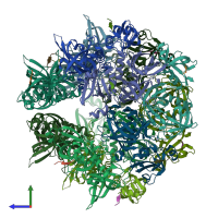 PDB entry 3stj coloured by chain, side view.