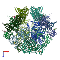 PDB entry 3stj coloured by chain, top view.