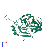 PDB entry 3su0 coloured by chain, top view.