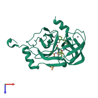 PDB entry 3su3 coloured by chain, top view.