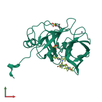 PDB entry 3su6 coloured by chain, front view.