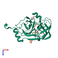 PDB entry 3su6 coloured by chain, top view.