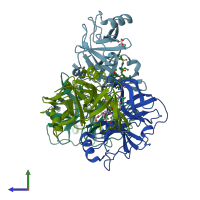 PDB entry 3suf coloured by chain, side view.