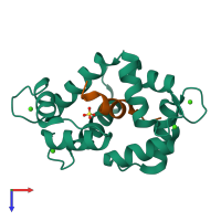 PDB entry 3sui coloured by chain, top view.