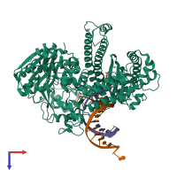 PDB entry 3sun coloured by chain, top view.