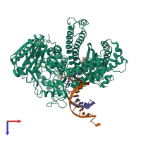 PDB entry 3suq coloured by chain, top view.