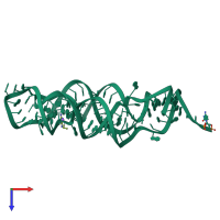 PDB entry 3sux coloured by chain, top view.