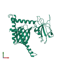 PDB entry 3suz coloured by chain, front view.