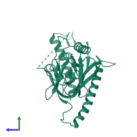 PDB entry 3suz coloured by chain, side view.