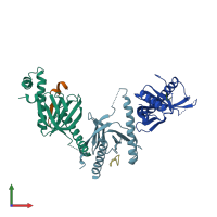 PDB entry 3sv1 coloured by chain, front view.