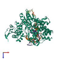 PDB entry 3sv3 coloured by chain, top view.