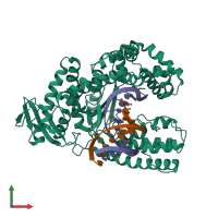 PDB entry 3sv4 coloured by chain, front view.