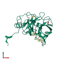 PDB entry 3sv6 coloured by chain, front view.