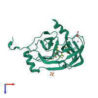 PDB entry 3sv6 coloured by chain, top view.