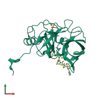 PDB entry 3sv7 coloured by chain, front view.