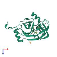 PDB entry 3sv7 coloured by chain, top view.