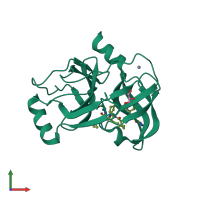 PDB entry 3sv8 coloured by chain, front view.