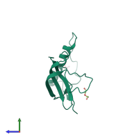 PDB entry 3sva coloured by chain, side view.