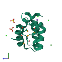 PDB entry 3svi coloured by chain, side view.