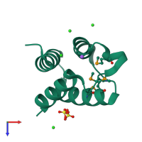 PDB entry 3svi coloured by chain, top view.