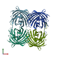 PDB entry 3svo coloured by chain, front view.