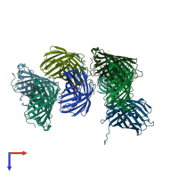PDB entry 3svs coloured by chain, top view.