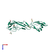 PDB entry 3sw0 coloured by chain, top view.