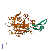 PDB entry 3sw2 coloured by chain, top view.