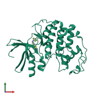 PDB entry 3sw4 coloured by chain, front view.