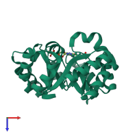 PDB entry 3sw6 coloured by chain, top view.