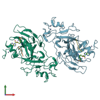 PDB entry 3sw9 coloured by chain, front view.