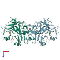 PDB entry 3sw9 coloured by chain, top view.