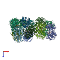 PDB entry 3swd coloured by chain, top view.
