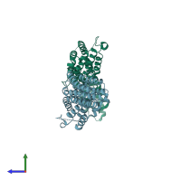 PDB entry 3swh coloured by chain, side view.