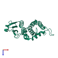 PDB entry 3swl coloured by chain, top view.