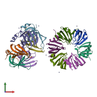 PDB entry 3swn coloured by chain, front view.