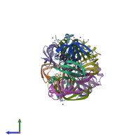 PDB entry 3swn coloured by chain, side view.