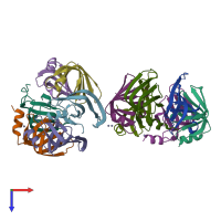 PDB entry 3swn coloured by chain, top view.