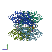 PDB entry 3swo coloured by chain, side view.