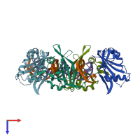 PDB entry 3swp coloured by chain, top view.