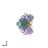 PDB entry 3sws coloured by chain, side view.